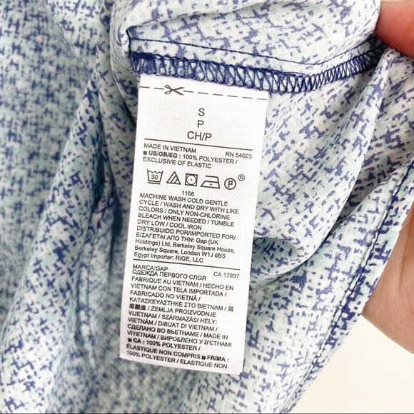 Gap Blue Printed Off The Shoulder Shirt Sz S - Picture 5 of 6